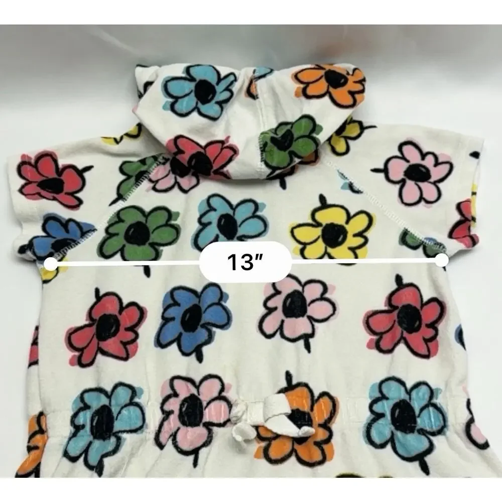 Terry Cloth Swim Cover Hanna Anderson White Floral Hooded Beach Dress Size 6-7